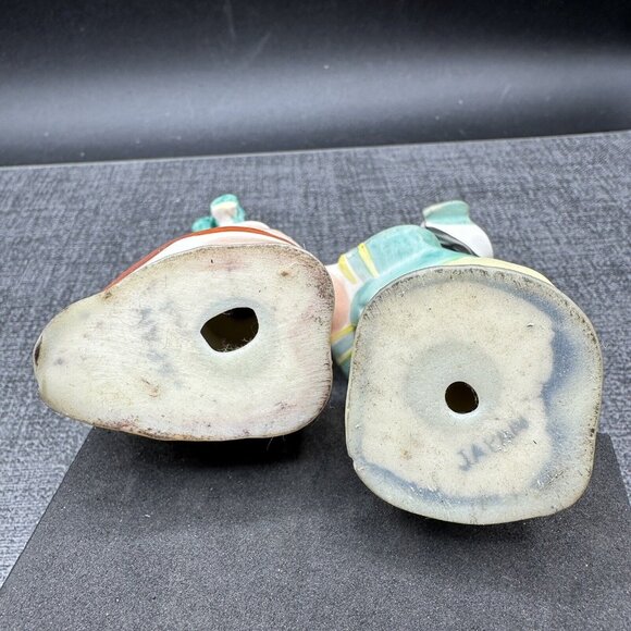 Vintage Japan Big Eye Boy & Girl Figurine Pair 1950s Mid Century Kitsch - Picture 8 of 16